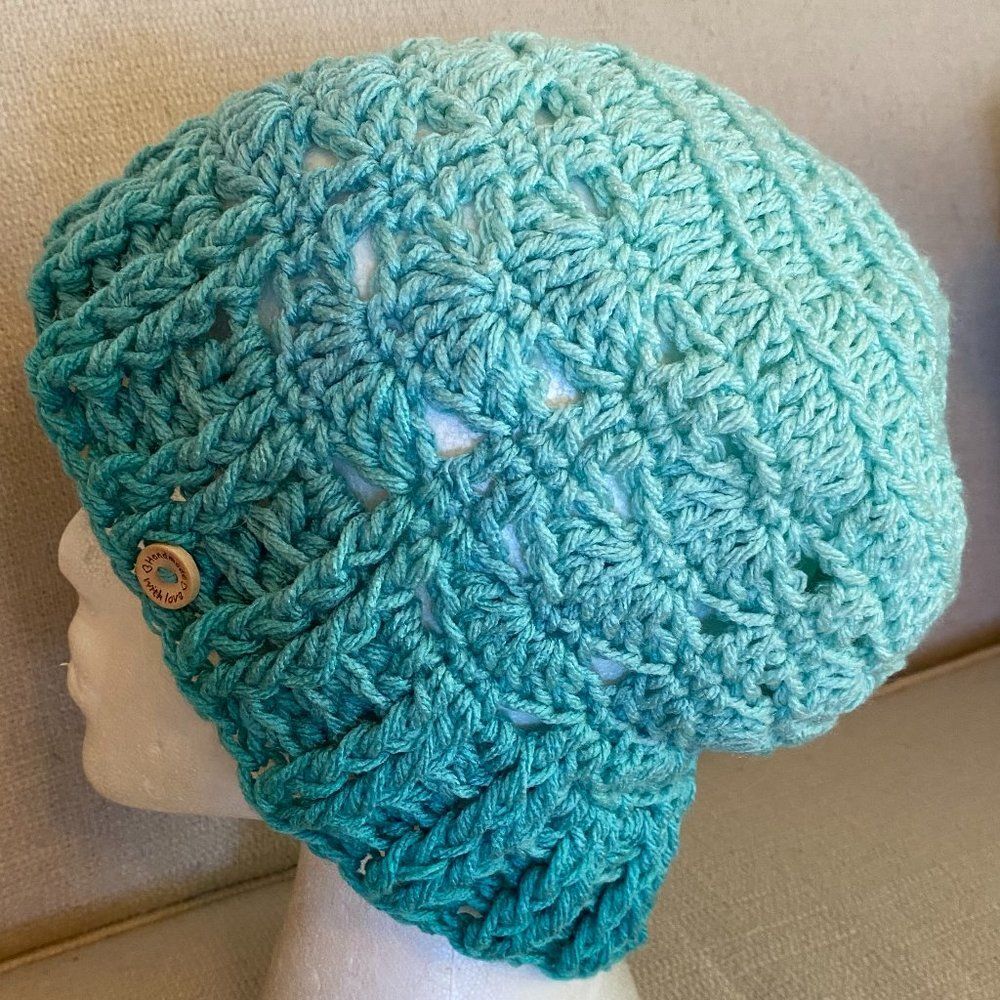 Hand Made Boho Knitted Adjustable Womens Beanie One Size